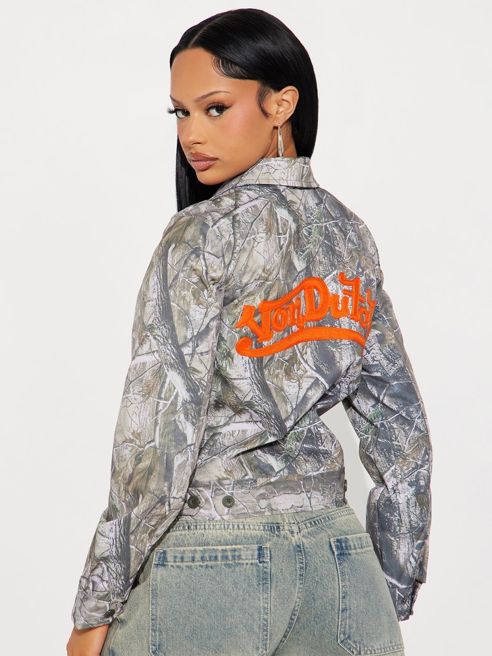 Von Dutch Mechanical Stretch Tree Camo Bomber Jacket - Size Large - Picture 2 of 15